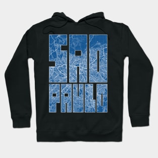 Sao Paulo, Brazil City Map Typography - Blueprint Hoodie